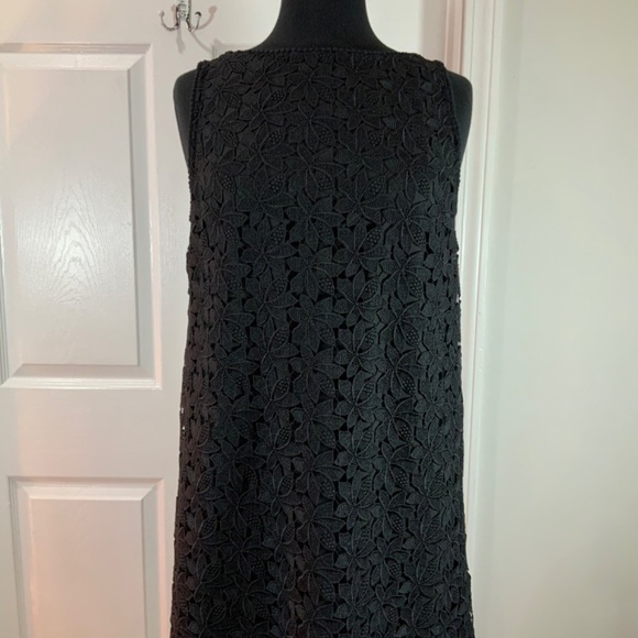 Kate Spade Leaf Lace Black Sleeveless Shift Dress Size 8 - Picture 4 of 13